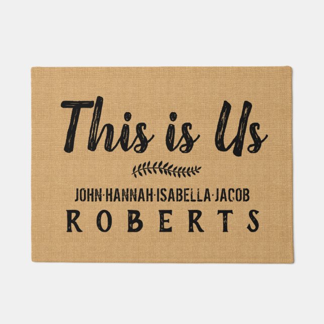 Das sind US Burlap Farmhouse Feedsack Individuelle Fußmatte (Vorderseite)