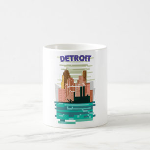 Das Skyline-Poster von Detroit City. Kaffeetasse