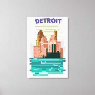 Das Skyline-Poster von Detroit City. Leinwanddruck