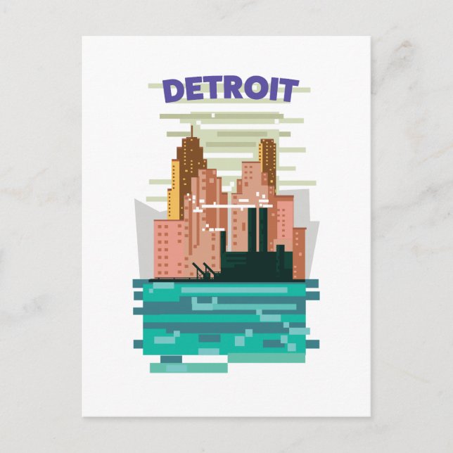 Das Skyline-Poster von Detroit City. Postkarte (Vorderseite)