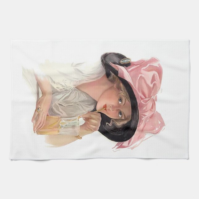 Das Soda-Mädchen in einem Hut Handtuch (Horizontal)