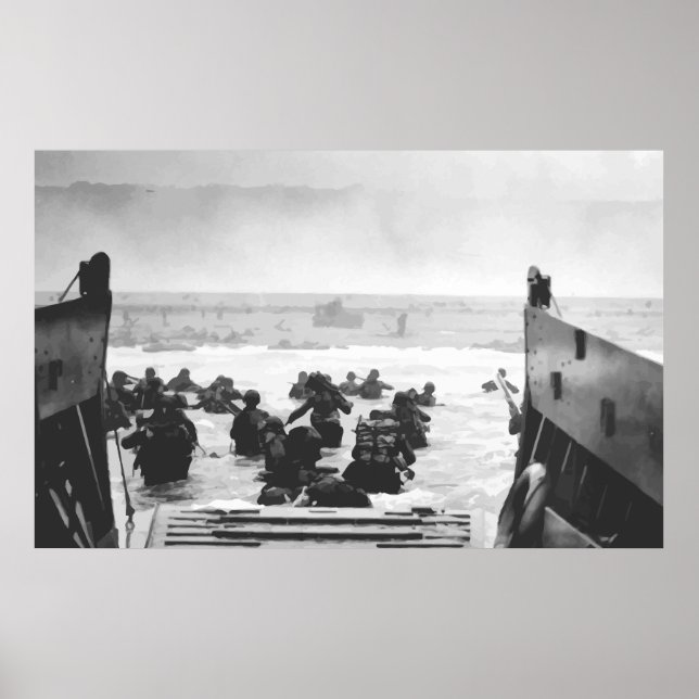 Das Sonnenbaden auf einem D-Day Bild Poster (Vorne)
