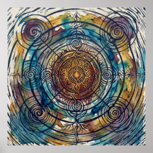 Das Sonnenrad der heiligen Ausrichtung Wandkunst Poster