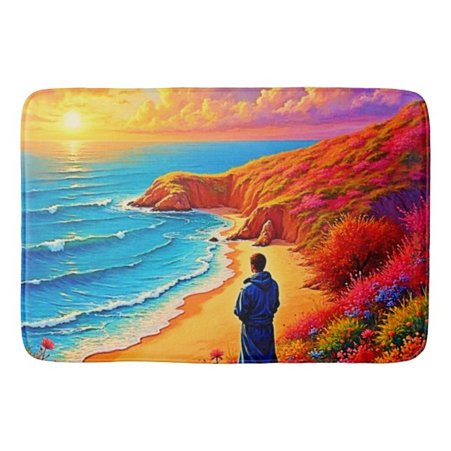 Das Sonnenset Beach Solitude Design Badematte (Vorderseite)