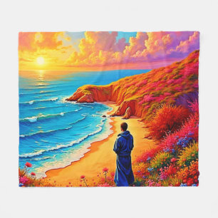 Das Sonnenset Beach Solitude Design Fleecedecke