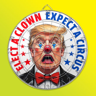 Das sonnige, gegen Trump gerichtete Clowngesicht w Dartscheibe