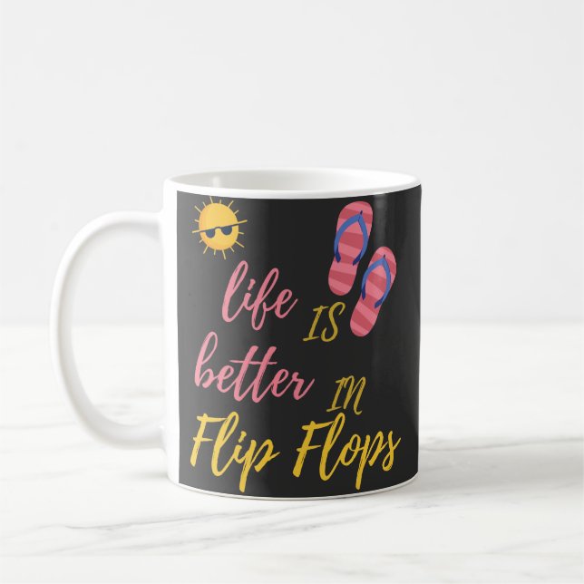 Das sonnige Leben am Sommerstrand von Flip Flops i Kaffeetasse (Links)