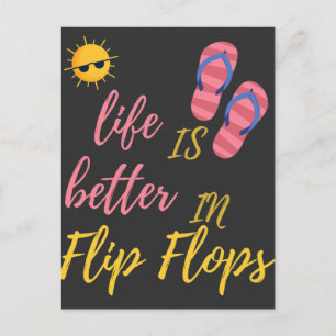 Das sonnige Leben am Sommerstrand von Flip Flops i Postkarte
