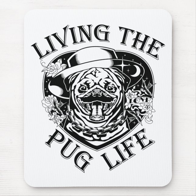 Das sonnige Leben im Mops Vintag Mousepad (Vorne)