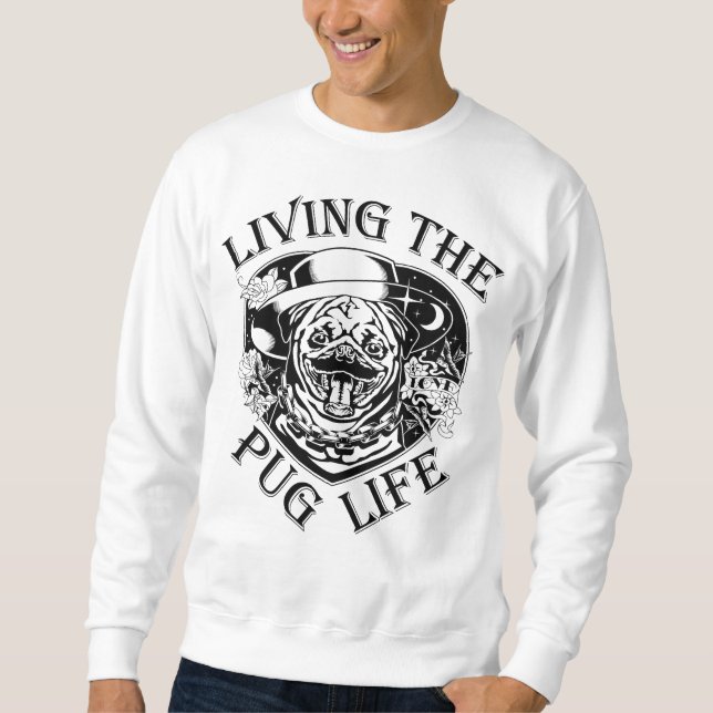Das sonnige Leben im Mops Vintag Sweatshirt (Vorderseite)