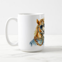 Das sonnige Pferd ist bereit für einen Foto-Shooti Kaffeetasse