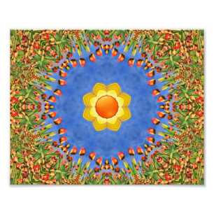 Das sonnige Vintag-orange-gelbe Kaleidoskop Fotodruck