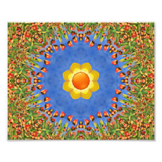 Das sonnige Vintag-orange-gelbe Kaleidoskop Fotodruck