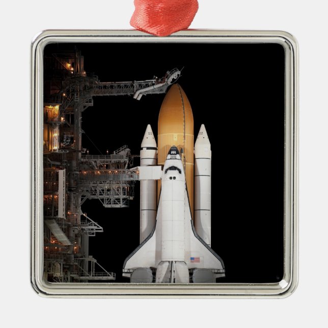 Das Space Shuttle Atlantis steht bereit Silbernes Ornament (Vorne)