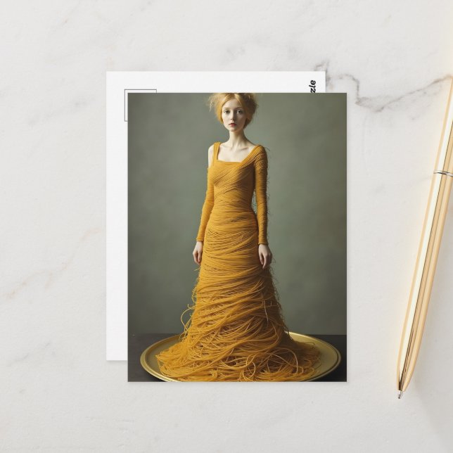 Das Spaghetti-Kleid Postkarte (Vorderseite/Rückseite Beispiel)