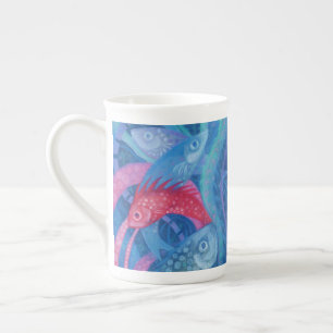 Das Spawnschen, der Fisch, Rosa und Blau, das Unte Prozellantasse