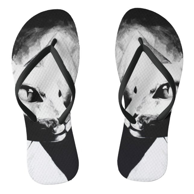 Das Sphynx Cat Feline Animal Portrait Originale Ku Flip Flops (Fußbett)