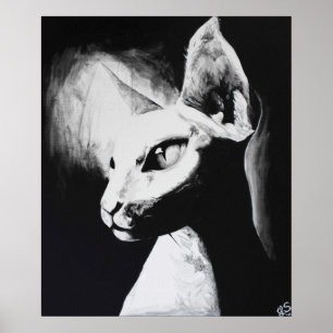 Das Sphynx Cat Feline Original Art Poster