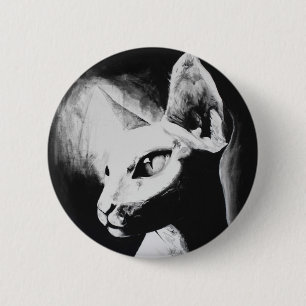 Das Sphynx Cat Hairless Kitty Pet Portrait Art Button