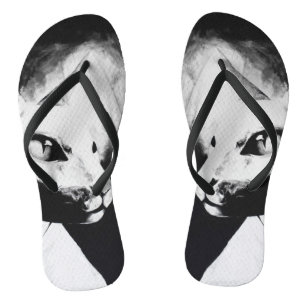 Das Sphynx-Katzen-Feline-Tierporträt Originalkunst Flip Flops