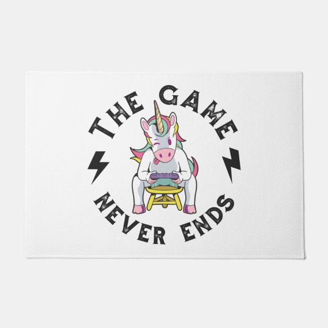 Das Spiel endet nie für Unicorns Fußmatte (Vorderseite)