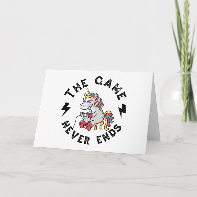 Das Spiel endet nie für Unicorns Karte (Vorderseite)