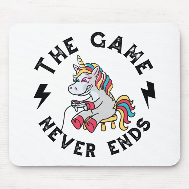Das Spiel endet nie für Unicorns Mousepad (Vorne)
