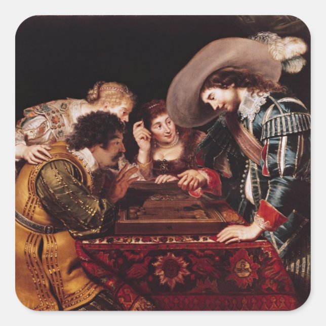 Das Spiel von Backgammon Quadratischer Aufkleber (Vorderseite)