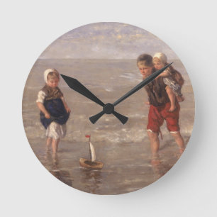 Das Spielzeugboot Runde Wanduhr