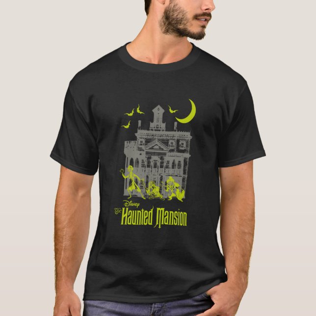 Das Spuk Herrenhaus Hitchwandert Geister Silhouett T-Shirt (Vorderseite)