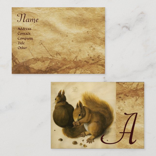 DAS SQUIRREL MIT NUTS-Monogramm Visitenkarte (Vorne/Hinten)