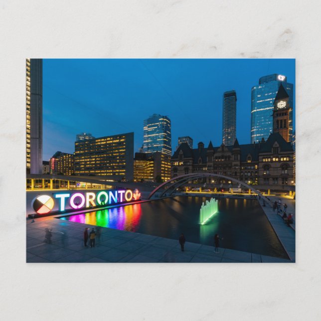Das Stadtzentrum von Toronto bei Nacht Postkarte (Vorderseite)