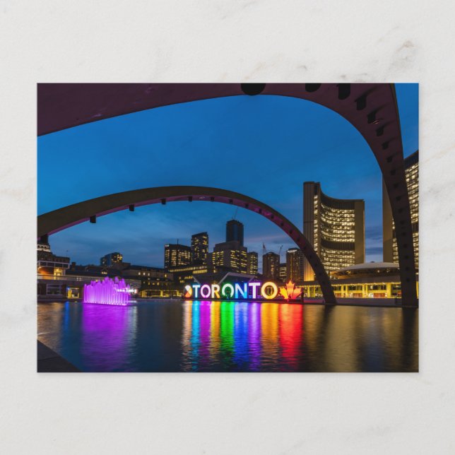 Das Stadtzentrum von Toronto bei Nacht Postkarte (Vorderseite)