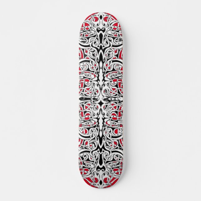 Das Stammesdesign in Schwarz und Weiß des Reiches  Skateboard (Vorne)