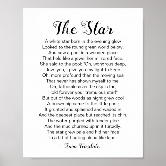 Das Star Gedicht von Sara Teasdale Poster (Vorne)