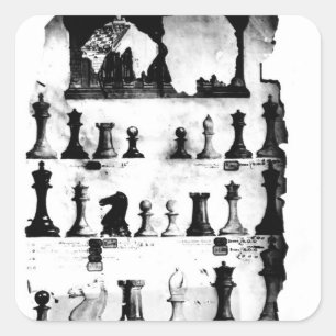 Das Staunton Chessmen-Patent-Zeichnen Quadratischer Aufkleber