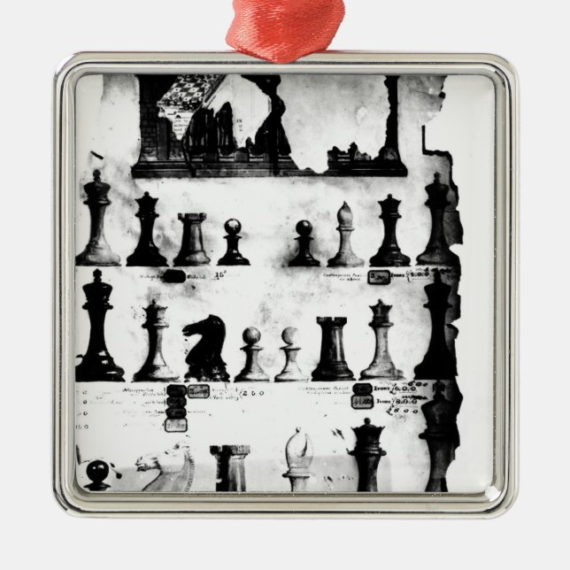 Das Staunton Chessmen-Patent-Zeichnen Silbernes Ornament (Vorne)
