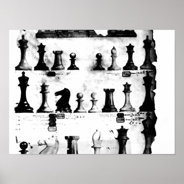 Das Staunton Chessmen Patent Zeichnend Poster (Vorne)