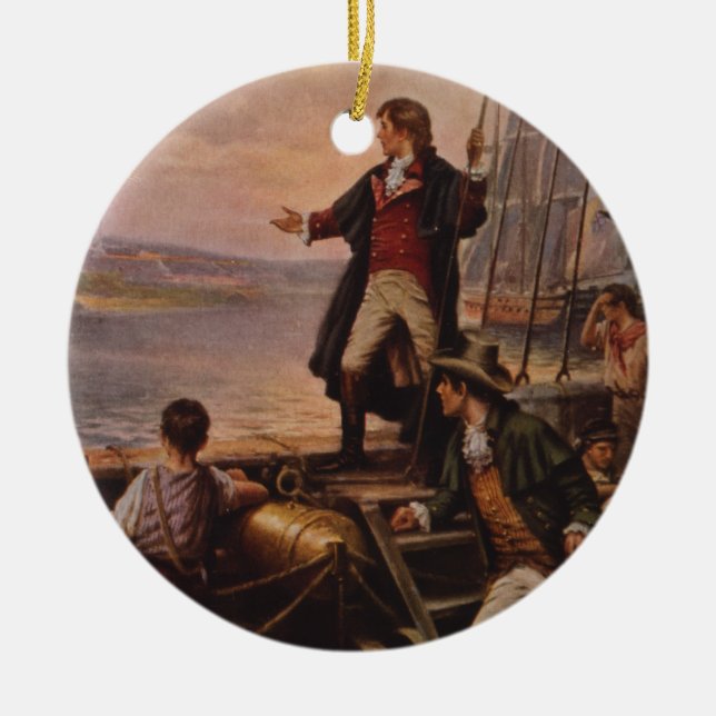 Das Sternenbanner Light Edward Percy Moran Keramik Ornament (Vorne)