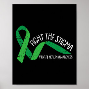 Das Stigma Mental Health Awareness Green Ribbon Poster