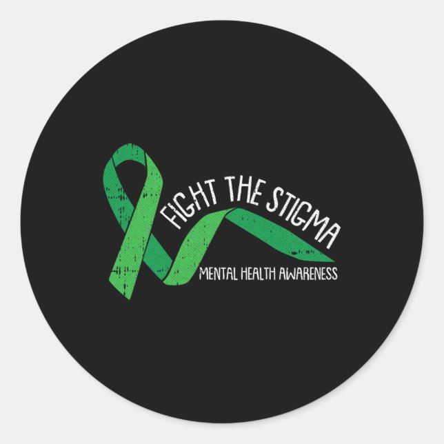 Das Stigma Mental Health Awareness Green Ribbon Runder Aufkleber (Vorderseite)