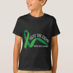 Das Stigma Mental Health Awareness Green Ribbon T-Shirt