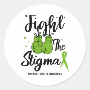 Das Stigma Mental Health Awareness May Green Ribbo Runder Aufkleber