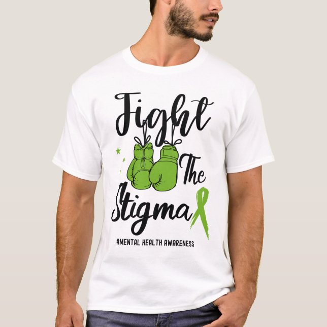 Das Stigma Mental Health Awareness May Green Ribbo T-Shirt (Vorderseite)