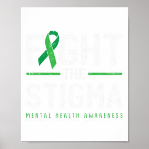 Das Stigma Psychische Gesundheit Bewusstsein Grüne Poster