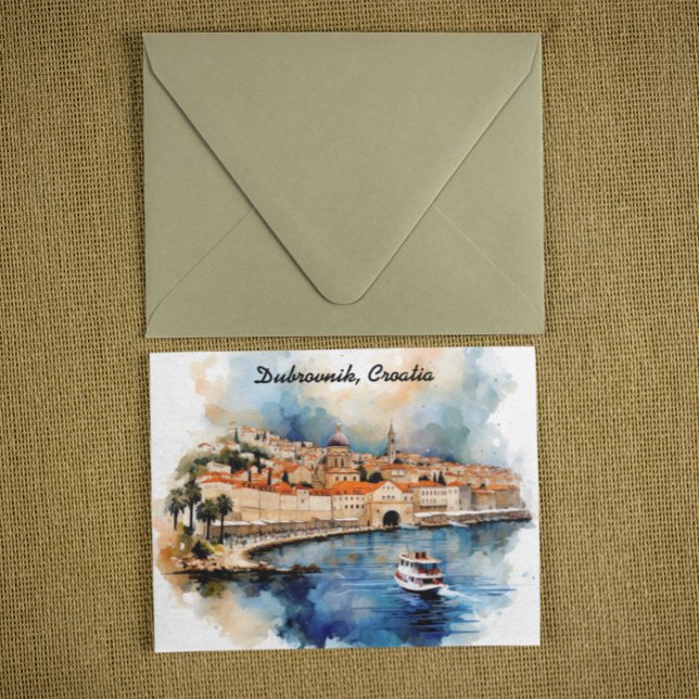 Das stilvolle Dubrovnik Croatia Aquarellmalerei Postkarte (Dubrovnik Croatia Watercolor Painting Postcard)