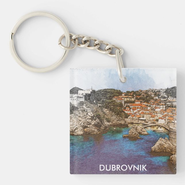 Das stilvolle Dubrovnik Croatia Reisen Küstensicht Schlüsselanhänger (Vorderseite)