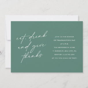 Das stilvolle Essen Drink und Dankesworte Erntedan Einladung