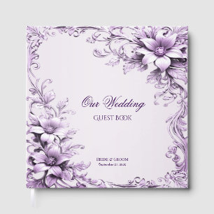 Das stilvolle Gästebuch Purple Flowers