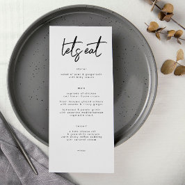 Das stilvolle moderne Schwarz-weiße "Let's Eat" Menükarte